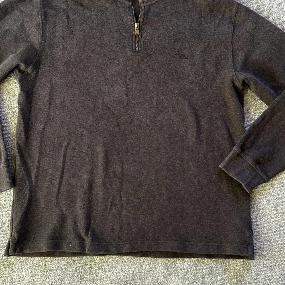 Rodd & Gunn Sweater Mens Large Brown 1/4 Zip Mock Neck Cotton Knit Pullover